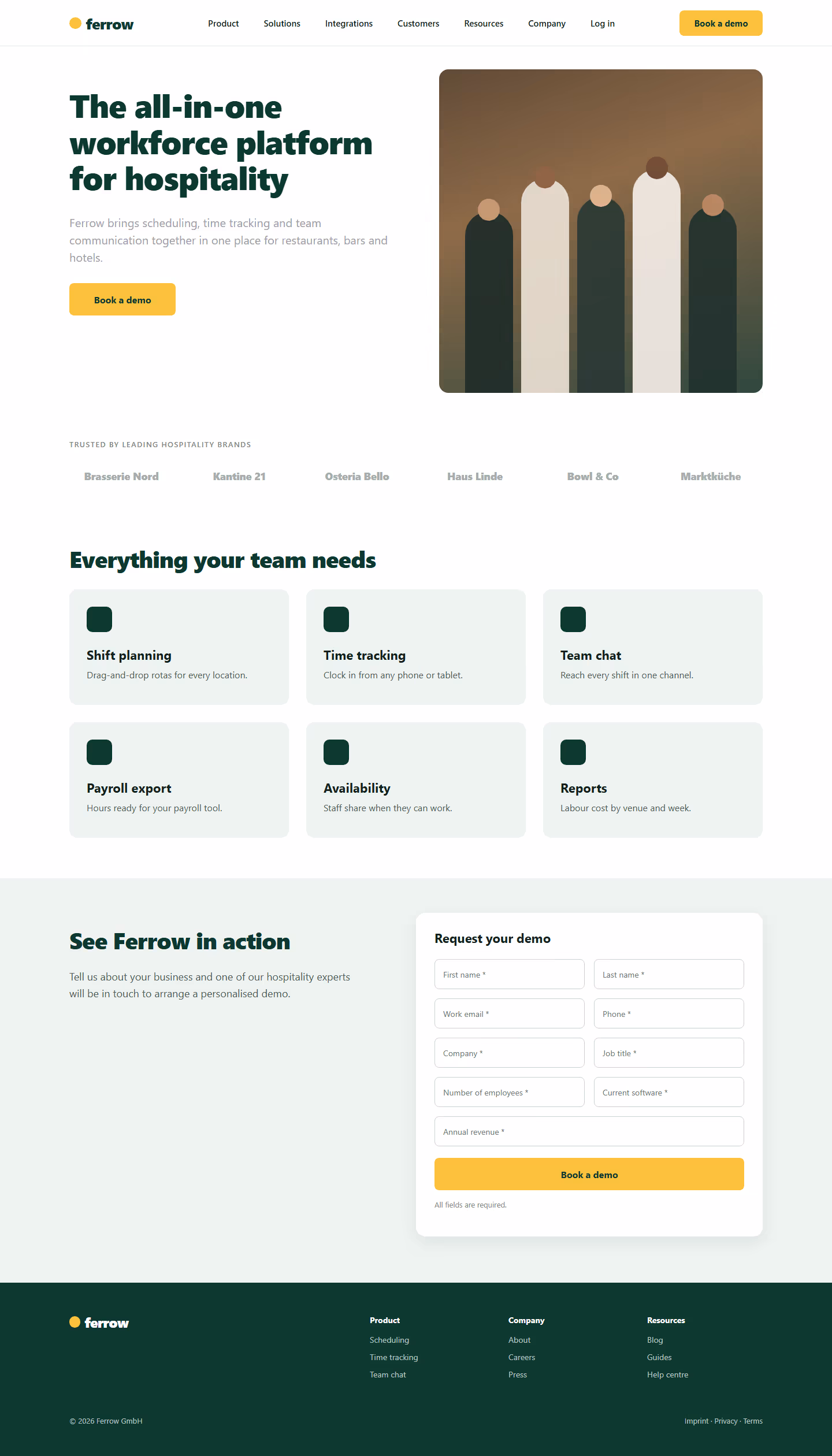 Ferrow’s demo page, desktop capture, with the findings marked