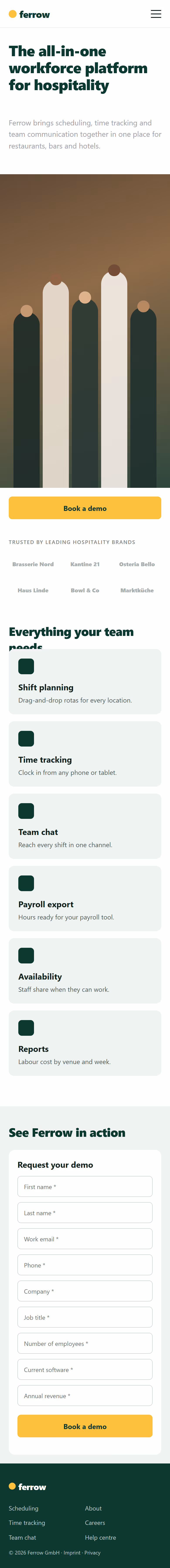 Ferrow’s demo page, mobile capture, with the findings marked
